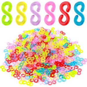 Thinp 1000pcs S Clips Rubber Band Clips,S Clips for Loom Bracelets Plastic Rubber Band Bracelet Clips Connectors Refills Colorful Rubber Band Bracelet Connectors for Loom Bracelets Handicrafts Making