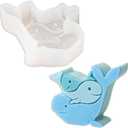 Duawenki A Family of Three Whales Shape Car Freshie Silicone Mold for Making Soap Aroma Beads Car Freshie Candle Pendant Resin
