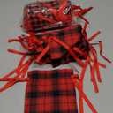 Korlon Small Christmas Gift Bags, 24 Pack Buffalo Plaid Christmas Drawstring Gifts Bags, Reusable Cotton Santa's Red and Black Xmas Holiday Cloth Gift Bag for Candy, Xmas Party, 7.68 x 5.9 Inch