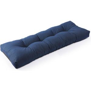 SUNROX LokGrip Non Slip Tufted Memory Foam Bench Cushion, FadeShield Water Resistant Durable Thicken Outdoor/Indoor Bench Seat Pads 59x16x4 inch, Navy