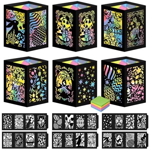 Retisee 24 Pcs Spring Easter Craft Kits with Eggs Bunnies Design DIY Tissue Paper Lantern Suncatcher for Home Party Activity Project Bulk Supplies Easter Birthday Party Gifts 2Pack