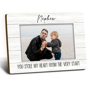 Nephew Gifts Picture Frame 4x6, To My Nephew Gifts from Aunt Wooden Picture Frame, NephewsGifts from Uncle Aunt Auntie, You Stole My Heart Decorative Photo Frames for Table Desk Decor