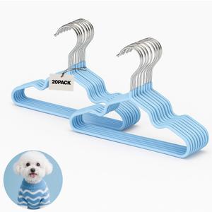 20PCS Dog Hangers: Dog Closet for Small Dogs Non-Slip Space Saving Hanger Doll Clothes Cat Outfits (Blue)