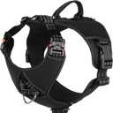 ICEFANG GN8 Quick-Moving Tactical Dog Harness with 2xMetal Buckles for Large Sized Dogs,Reflective K9 Vest,No-Pull Front Leash Clip,5-Points Adjustable Pet Harness (Black, Large (Pack of 1))