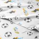 Kids Queen Size Soccer Bed Sheets - 4 Piece Soccer Sheet Set - Sport Theme bedding - Ultra-Soft, Cute & Cozy - Comfy, Breathable & Machine Washable - Football Bed Set for Boys, Girls, Teens & Toddlers