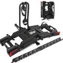 Eco Pro Upgraded 200lbs EBike Rack with Ramp for 2 E-Bikes, Hitch EBike Rack for Cars SUVs Trucks, Foldable Tilting Bike Rack Platform for Tow Hitch 2" Receiver, E-Bike Carrier Fits up to 5" Fat Tire