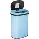 13 Gallon 50 Liter Garbage Can Kitchen Trash Can with Lid Automatic Sensor Touch Free Stainless Steel Waste Bin for Bathroom Bedroom Home Office (Blue)