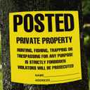 Posted Sign No Hunting No Trespassing 11 x 11 Inch, Yellow Private Property Warning Signs, Outdoor Signs for Fence, Yard, Woods and Property Boundary, 100 Pack