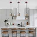 Nordic Stone Pendant Light, Cylinder Small Mid Century Modern Hanging Ceiling Light, Rustic Wood Industrial Chandelier for Dining Room Table Kitchen Island Farmhouse Bedroom
