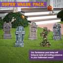 JOYIN 17 Halloween Foam RIP Graveyard Tombstones (5 Pack), Halloween Tombstones Outdoor Decorations for Graves Decorations with 12 Metal Stakes for Cemetery Yard Lawn Party Decor