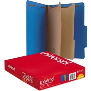 Universal UNV10301 Bright Colored 2-Divider Letter Size Pressboard Classification Folders - Cobalt Blue (10/Box)