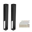 2-Pack Black Vinyl Fence Post Mount Tower, 36" Heavy Duty Steel Post Insert for 4.5 x 4.5 Inch Posts, Post Base Anchor for Concrete or Wood Deck, Complete Mounting Hardware Kit Included