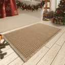 AMOAMI Upgraded Waffle Bath Mat, Super Absorbent Non Slip Bath Mats for Bathroom Floor, Machine Washable Bathroom Rugs with Tassels, Rubber Backed Bathroom Mats, Ultra Soft, 18" x 30", Brown (1'6" x 2'6" (Rectangular))