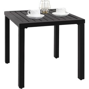 PHI VILLA Indoor Outdoor Small Metal Square Side/End Table, Patio Coffee Bistro Table, Black (19x19")