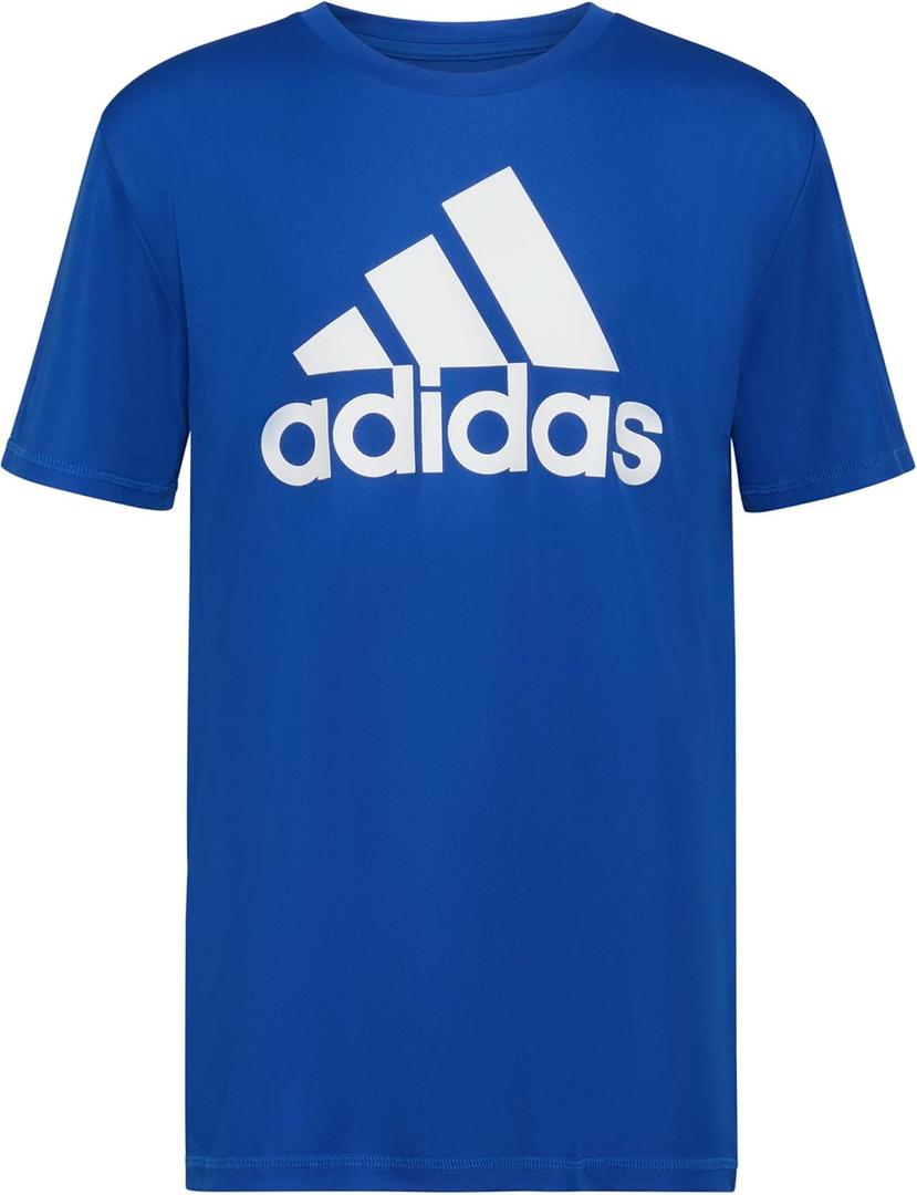 adidas Boys' Stay Dry Climalite Short Sleeve T-Shirt (Blue) Medium