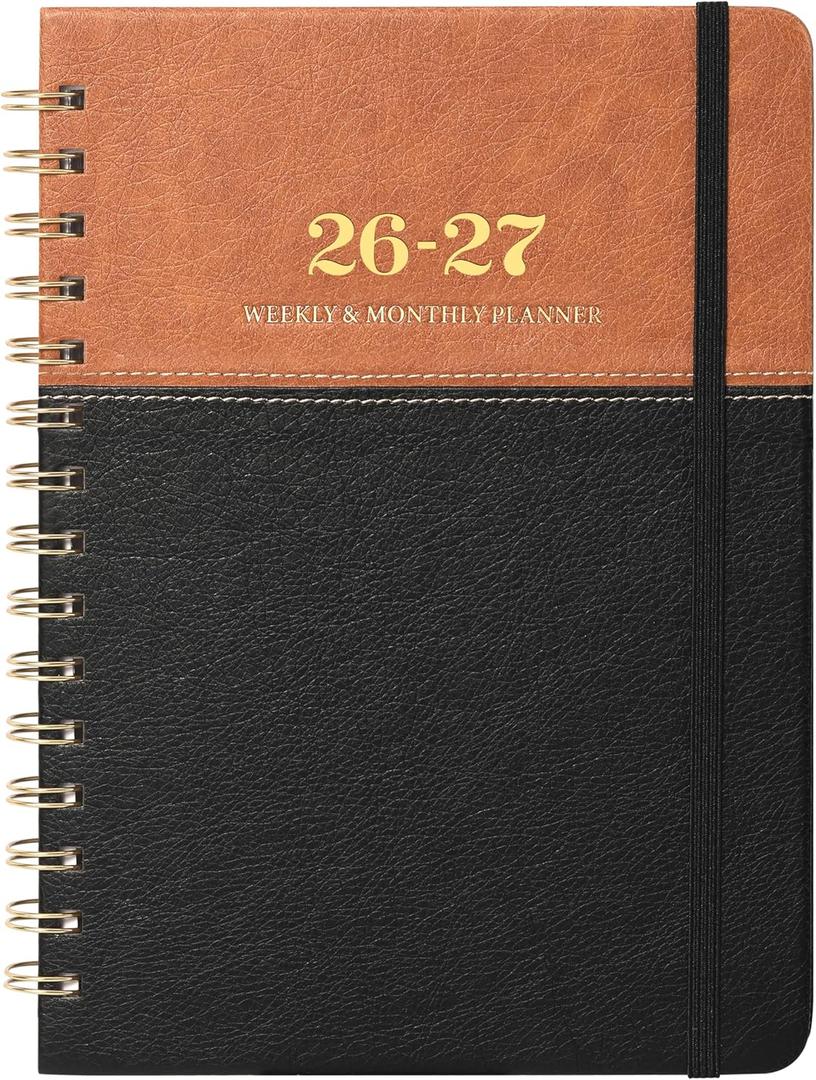 Planner 2026-2027 - Weekly Monthly Planner from July 2026 to June 2027, Calendar Planner with Inner Pocket, 6.1'' x 8.3'' (Brown)