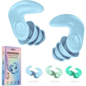 3 x Kids Swimming Ear Plugs 3 Pairs Reusable Waterproof Silicone Earplugs for Children (Ages 4-12), Soft & Comfortable Swim Ear Protection for Surfing, Diving, Pool, Showering & Water Sports
