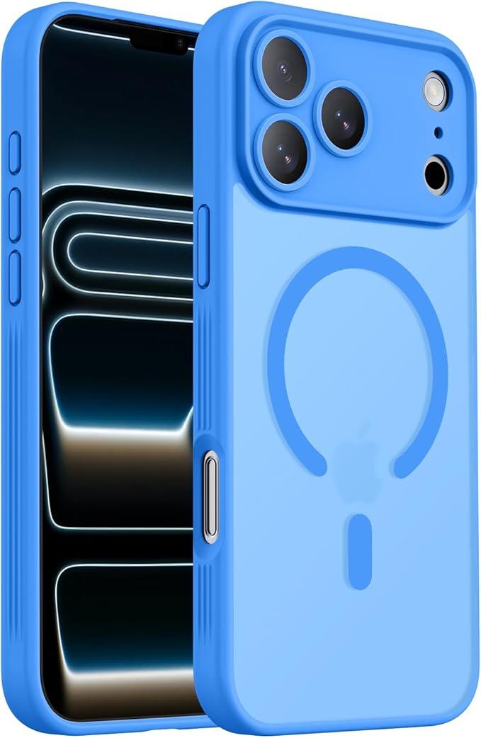 Designed for iPhone 17 Pro Case, Compatible with MagSafe, [Camera Protection] [15FT Military Drop Protection] Shockproof Translucent Matte Anti-Slip Phone Case, 6.3", Blue