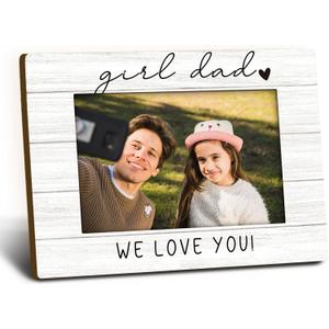 Girl Dad Picture Frame 4x6, Daddy Wooden Picture Frame, Daddy Fathers Day Christmas Birthday Gifts from Daughter Kids, Girl Dad We Love You Decorative Photo Frames for Table Desk Decor