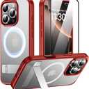 SPIDERCASE Magnetic for iPhone 16 Pro Case, with 2 Pcs [Tempered Glass Screen Protector] [ Military Grade Drop Protection] Invisible Kickstand Slim Case for iPhone 16 Pro 6.3", Red