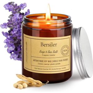 Aromatherapy Candles, Scented Candles, 7 OZ Sage Sea Salt Candles, Stress Relief and Relax for Home & Bedroom Gift for Women Birthday Christmas, Soy Wax Candle