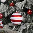 47PCS Red and White Christmas Ornaments Sets, Shatterproof Candy Cane Christmas Tree Decorations, Hanging Ball Ornaments Tree Decor for Xmas Party (Red & White)