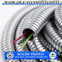 Wesiti 1.5" x 25 ft Galvanized Steel Flexible Conduit, Outdoor Electrical Conduit for Greenfield Wiring