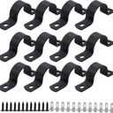 LC LICTOP 0.78" Pipe Strap, Two Hole Fixing U Bracket, 13/16 Rigid Pipe Strap Clamp for Pipe Plumbing System, 12Pcs Black U Clamps