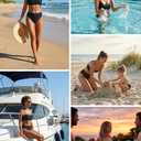 Tempt Me Women High Waisted Bikini Set Athletic Two Piece Swimsuits Sporty High Cut Bathing Suit with Scoop Neck (Black, Small)