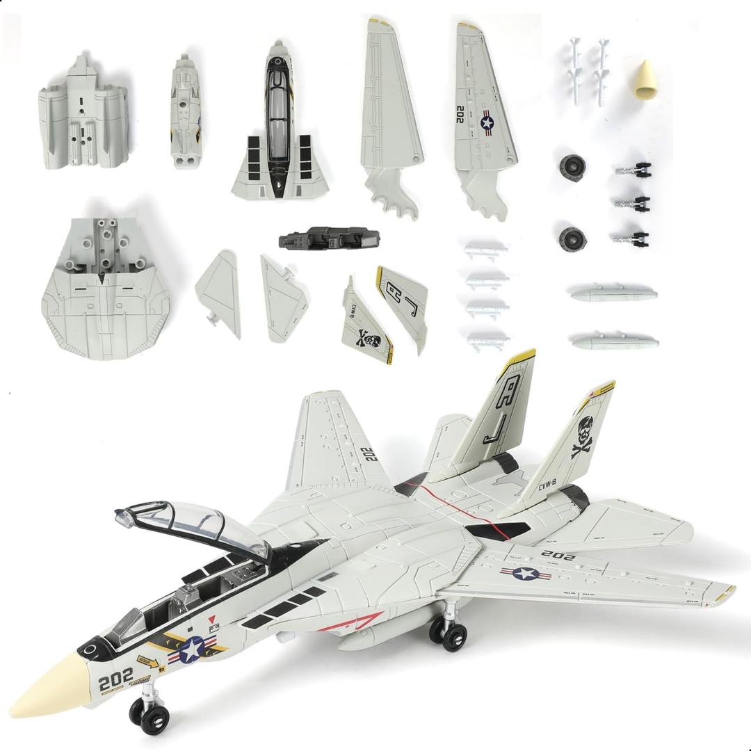 SEBUNAS 1:72 Scale F-14 Tomcat Fighter Jet Quick Build Model Kit Plastic F14 Fun Toy Airplane Assembly Aircraft Model with Stand Gift for Kids Suit for Birthday (36PCS)