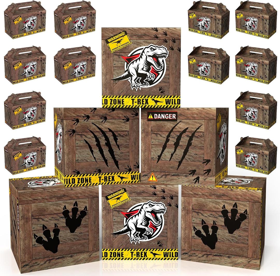 18 Pcs Dinosaur Birthday Decorations, Two Sizes of Dinosaur Party Decoration Boxes, Perfect as Party Favors to Add Jurassic Park Vibes and Fun to Your Celebration