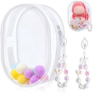 Simgoing Large Clear Figure Display Bag Blind Box Keychain Charm Pom Balls Clear Display Case 7" Doll Carrying Pouch (White), 2 Pack   Simgoing Large Clear Figure Display Bag Blind Box Keychain Charm Pom Balls Clear Display Case 7" Doll Carrying Pouch (White), 2 Pack