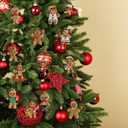 12Pcs Gingerbread Man Christmas Decorations 3 Inch Xmas Tree Ornament Set with Lanyard Acrylic Christmas Hanging Ornaments for Home Party Decor (B)
