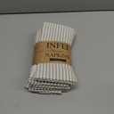 Plain Striped Cotton Linen Blended Dinner Cloth Napkins - Set of 12 (40 x 30 cm) - for Events & Home Use (Beige)