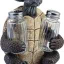 Decorative Turtle Salt & Pepper Shakers Set with Glass Jars