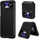 DUEDUE Design for Samsung Galaxy Z Flip 4 Case with Hinge Protection, Heavy Duty Shockproof Anti Scratch Cover Full Body Protective Phone Case for Samsung Z Flip 4 5G 6.7" Case, Black