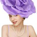 Gionforsy Flower Fascinators Hat Tea Party Hats for Women Rose Fascinator Hat for Wedding (One Size, Purple)