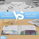 6 Pack Marble Design File Folders with Pockets - Plastic Folder with 2 Pockets & a Business Card Holder, Durable File Folders for Documents, School, Office & Home (Folder with Pockets (with Prong))