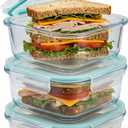 3 Pack Glass Sandwich Containers with Lids, 27 oz Reusable Glass Food Storage Containers, Airtight Lid with Vent, No Leak, Microwave and Freezer-Safe, Perfect for Work, Meal Prep and Everyday Storage