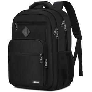 Black Backpack for Men, School Backpack for Boys Teens,15.6 inch Laptop Back Pack with Reinforced Straps, Backpacks for School Business Work College Travel, College Book Bag, Bookbag