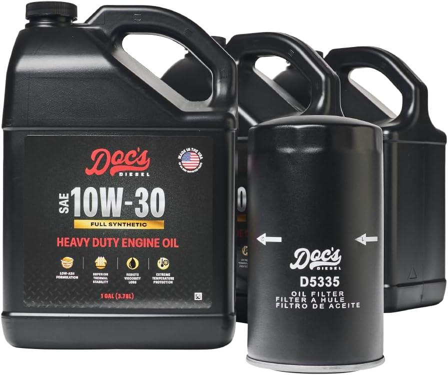 Doc's Diesel 5.9L and 6.7L Cummins Oil Change Kit for RAM 2500, 3500, 4500, 5500 1989-2024, 10W-30 Full Synthetic Engine Oil | 3-Gallon