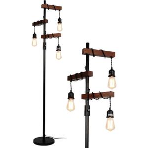 Airposta Industrial Floor Lamp, Farmhouse Tree 68 Inch 3 Lights Wood Standing Lamp, Sturdy Base Tall Vintage Metal Black Pole Light for Living Room Bedroom Office Rustic Home