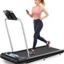 Walking Treadmill Pad with Handle Bar, Silent Fitness Equipment, Treadmill with 4-in-1 Modes, Easy Assembly, Portable Home Gym Equipment (Dark blue)