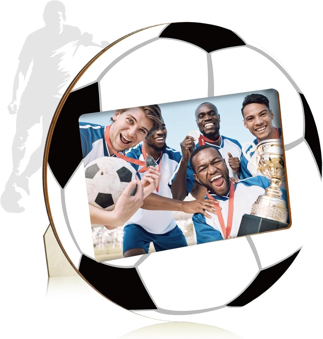 clothmile Soccer Picture Frame 4x6 Sport Themed Wooden Photo Frame Soccer Balls Photo Frame Horizontally Vertically Used for Wall Decor Hanging or Tabletop Display (Soccer)