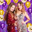 Purple Gold Balloon Garland Arch Kit, 121 PCS Purple and Gold Balloons Purple Balloons for Birthday Graduation Wedding Anniversary Purple Gold Party Decorations