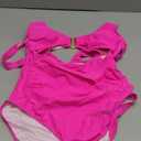 Eomenie Women's One Piece Swimsuit Tummy Control Ruched Bathing Suit Cutout V Neck Swimwear High Cut Tie Back Swim Suit (Medium, Hot Pink)