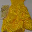 Princess Costume for Girls Birthday Party Fancy Dress Up with Accessories(Crown+Wand+Earrings+Gloves) (6-7 Years, Yellow)