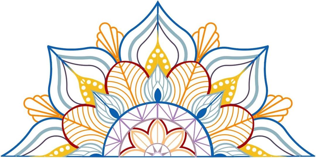 Resama Large Metal Mandala Wall Decor, Unique Lotus Flower Wall Art, Suitable for Office and Home Indoor and Outdoor Decoration (Colorful, 45''x22.6'' / 114x57.5cm)