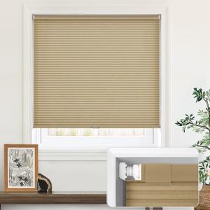LazBlinds Cordless Cellular Shades, No Tools No Drill Light Filtering Honeycomb Shades Pleated Blinds for Windows, 22'' W x 48'' H, Taupe