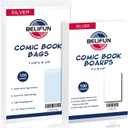 100ct Silver-Age Comic-Book-Bags and Boards - Reusable Comic Book Boards and Bags for Comic Book Storage, 1 1/2" Flap Comic Bags and Backing Boards, Clear Protector and Protection Board Cardboards